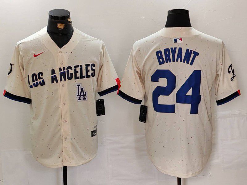 Men Los Angeles Dodgers #24 Bryant Cream Fashion Nike Game MLB Jersey style 6294